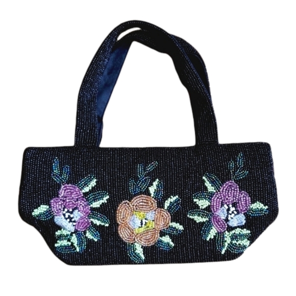 Vintage Christiana Floral Micro Bead Evening Bag - Picture 3 of 11